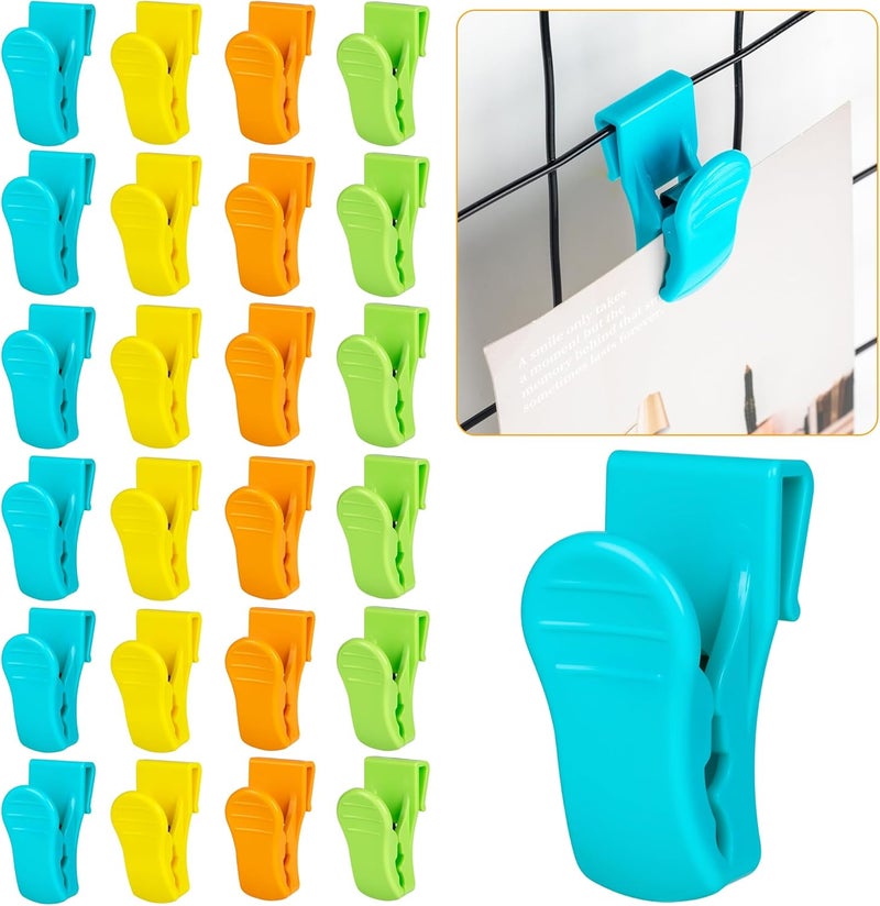 Starry 25 PCS Grid Wall Clips, Colorful Gridwall Sign Holder, Multifunctional Plastic Display Sign Holder Panel Clips for Home, Retail, Workspace Organization & Displays - Image 1